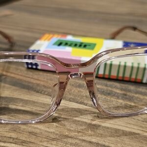 PAIR Pink Clear Frame Non Rx Glasses Murphy Frame